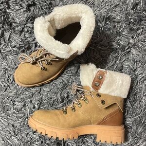 Nautica Tan Maha Faux Fur Ankle Boots
